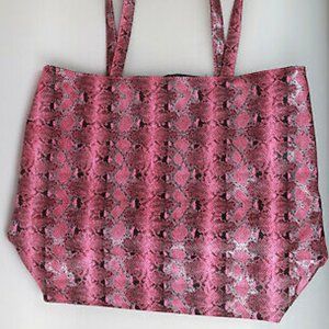 Saks Fifth Avenue Faux Snake Skin Pink Tote